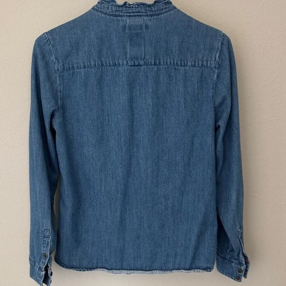 Boden Blue Denim Ruffle Shirt - Picture 6 of 9
